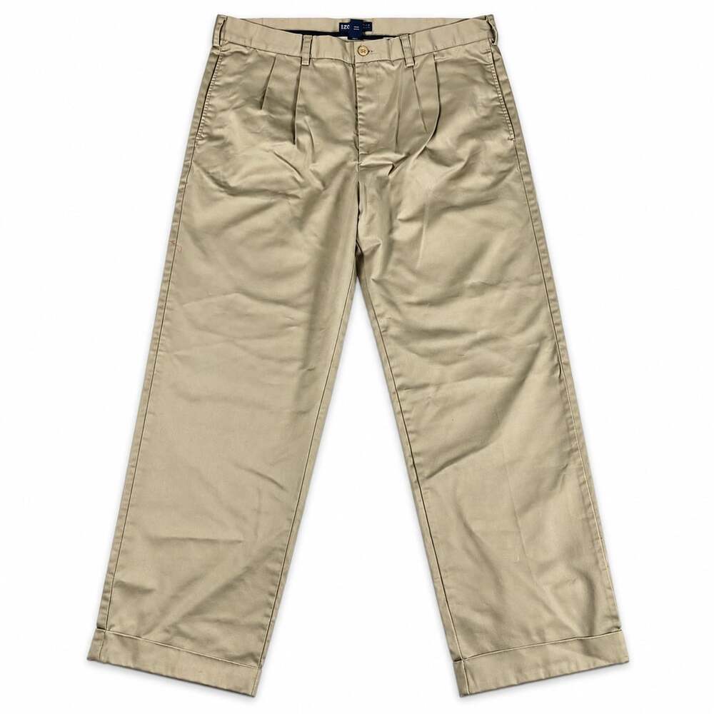 IZOD American Chino Classic Fit Double Pleat Non-Iron Khaki Pants 38x32